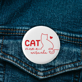 Badge Rond 2,50 Cm Simple Red Heart Cat Mom Mothers Day