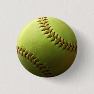 Badge Rond 2,50 Cm Simple softball jaune