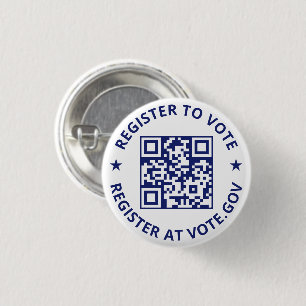 Badge Rond 2,50 Cm S'inscrire pour voter scanner QR Code marine bleu 