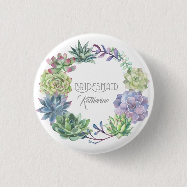 Badge Rond 2,50 Cm Sirène d'information de couronne succulente ID517 (Devant)