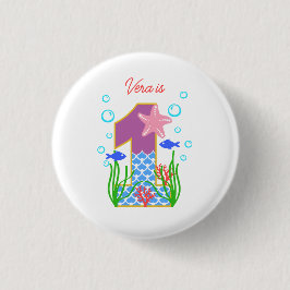 Badge Rond 2,50 Cm Sirène une sous l'épine de mer