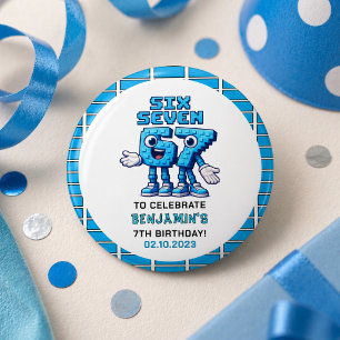 Badge Rond 2,50 Cm Six Seven Meme 7e Anniversaire Drôle Tendance