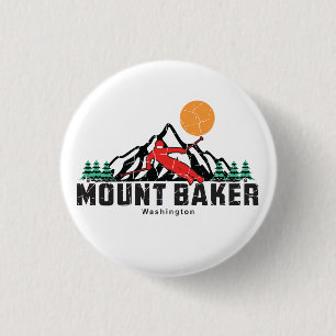 Badge Rond 2,50 Cm Ski Retro Mount Baker