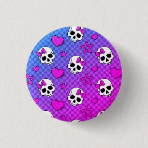 Badge Rond 2,50 Cm Skully Pop Kawaii