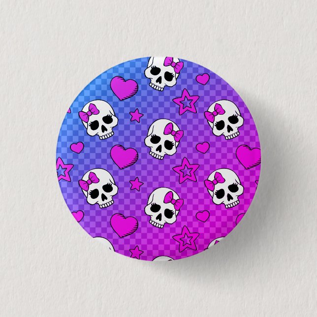 Badge Rond 2,50 Cm Skully Pop Kawaii (Devant)