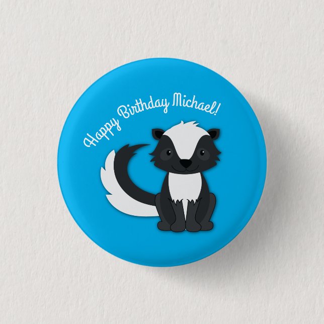 Badge Rond 2,50 Cm Skunk Anniversaire Fête Enfants (Devant)