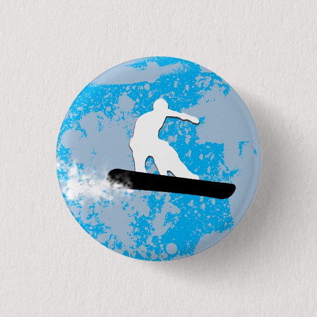 Badge Rond 2,50 Cm snowboard. piste en poudre. (Devant)