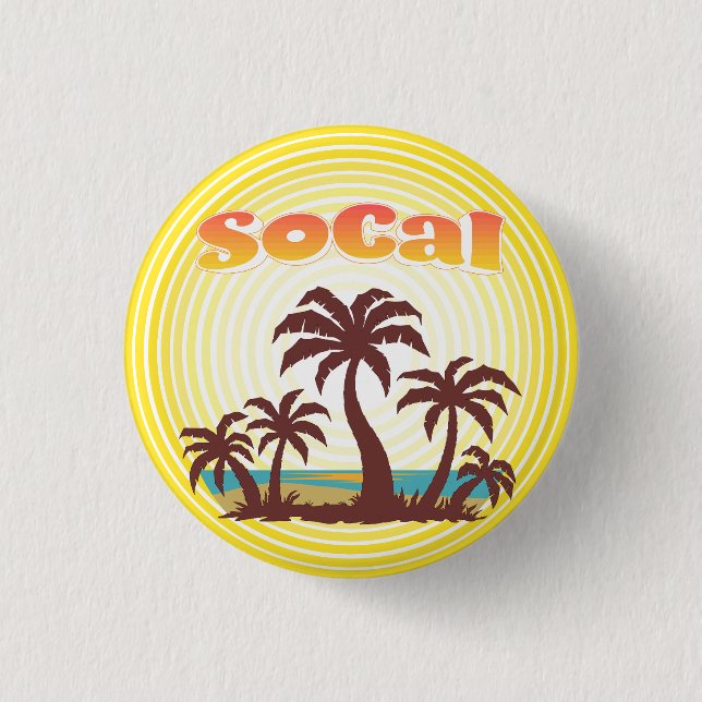 Badge Rond 2,50 Cm SoCal Palm Trees (Devant)