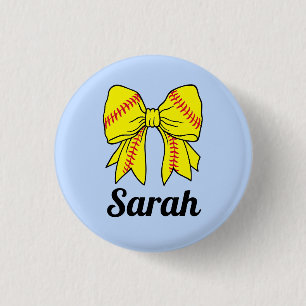 Badge Rond 2,50 Cm Softball Ruban Bow Custom