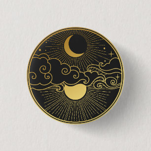 Badge Rond 2,50 Cm Soleil et Lune