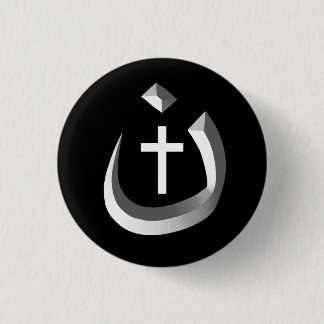 BADGE ROND 2,50 CM SOLIDARITÉ DE CHRISTIANISME - SYMBOLE ET CROIX DE