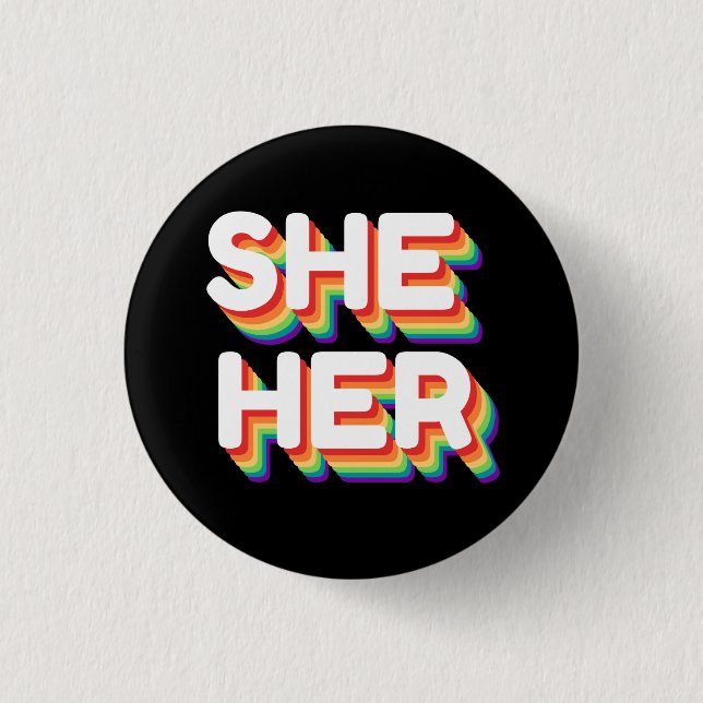 Badge Rond 2,50 Cm Son Pronounounounours Rainbow 3D Retro (Devant)
