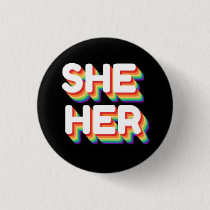 Badge Rond 2,50 Cm Son Pronounounounours Rainbow 3D Retro