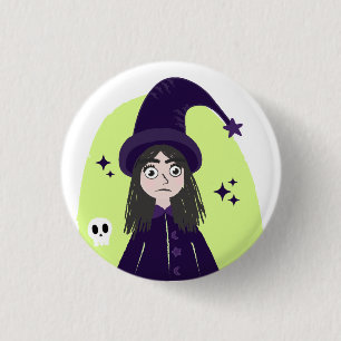 Badge Rond 2,50 Cm Sorcière Charmante Colère Mignonne
