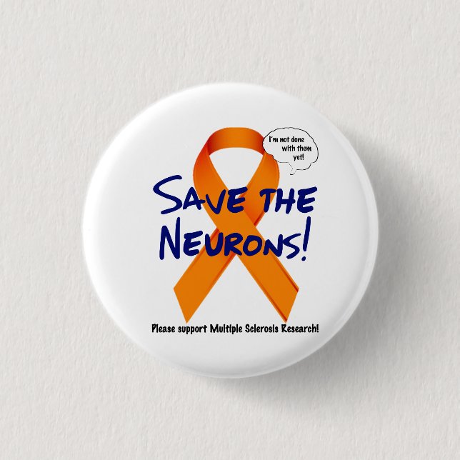 Badge Rond 2,50 Cm Soutenez les neurones - ruban orange (Devant)