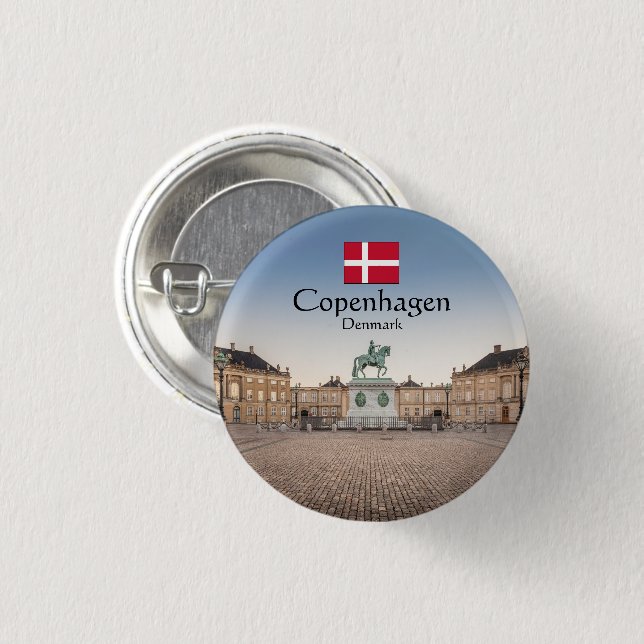 Badge Rond 2,50 Cm Souvenir de Copenhague (Devant & derrière)