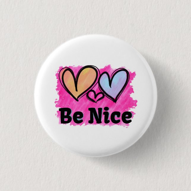 Badge Rond 2,50 Cm Soyez de beaux coeurs aquarelles (Devant)