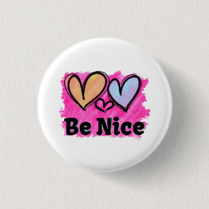 Badge Rond 2,50 Cm Soyez de beaux coeurs aquarelles