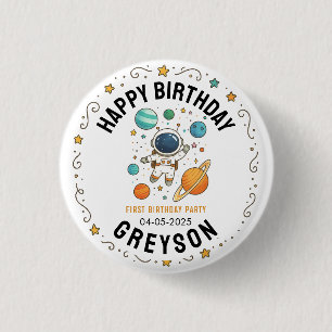 Badge Rond 2,50 Cm Space Adventure 1er anniversaire   Partie spatiale
