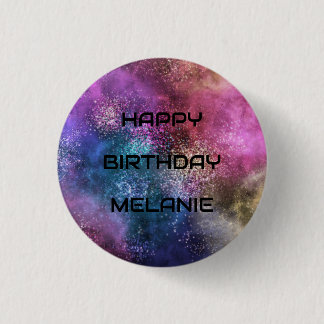 Badge Rond 2,50 Cm Space Galaxy Joyeux anniversaire