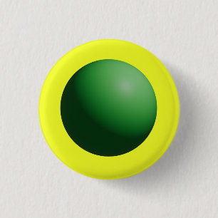 Badge Rond 2,50 Cm Sphère verte sur jaune 