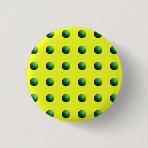 Badge Rond 2,50 Cm Sphères vertes sur jaune