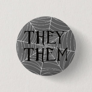 Badge Rond 2,50 Cm Spider Web Ils Pronounounounes en gris