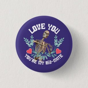Badge Rond 2,50 Cm Squelette Drôle Saint Valentin Côtes Mate Humour G