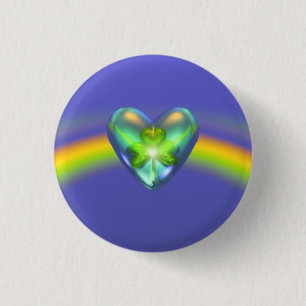 Badge Rond 2,50 Cm St. Patricks Day Coeur Shamrock