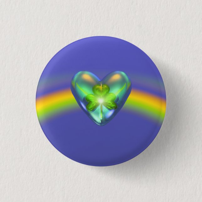 Badge Rond 2,50 Cm St. Patricks Day Coeur Shamrock (Devant)