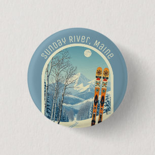 Badge Rond 2,50 Cm Station de ski de Sunday River Maine souvenir