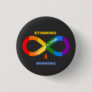 Badge Rond 2,50 Cm Stimming & Gagner Neurodivergent Sensibilisation à
