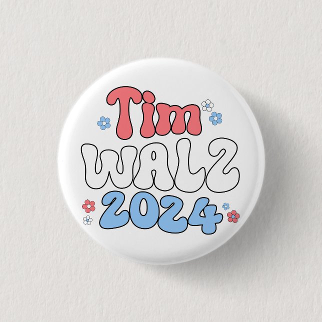 Badge Rond 2,50 Cm Style Hippie rétro Tim Walz (Devant)