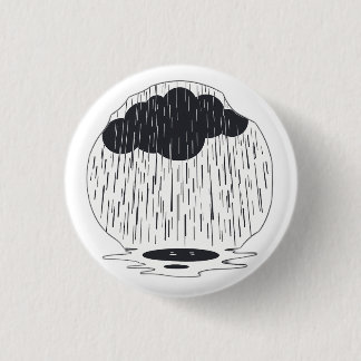 Badge Rond 2,50 Cm Stylized Rain Cloud with Falling Rain and Puddle