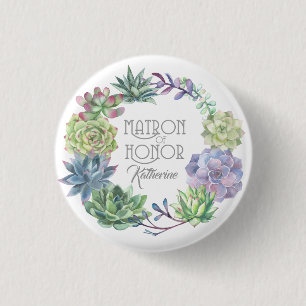 Badge Rond 2,50 Cm Succulents Wreath Matron d'honneur ID517