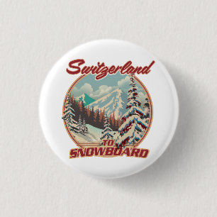 Badge Rond 2,50 Cm Suisse à Snowboard