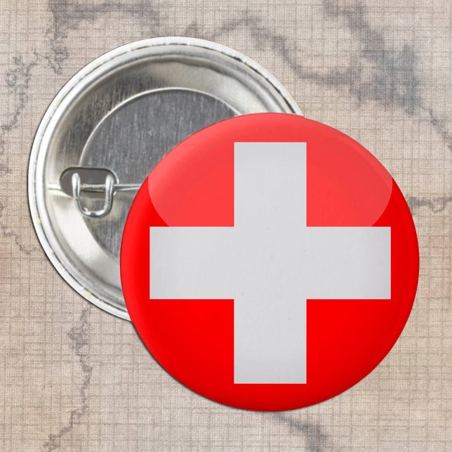 Badge Rond 2,50 Cm Suisse & Suisse Drapeau Croix mode / Boutons (Créateur téléchargé)