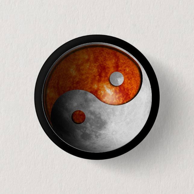 Badge Rond 2,50 Cm Sun et lune Yin Yang (Devant)
