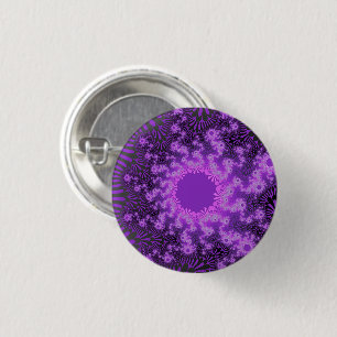 Badge Rond 2,50 Cm Sunburst Métallique Violet
