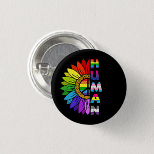 Badge Rond 2,50 Cm Sunflower Human en couleur arc-en-ciel LGBTQ F