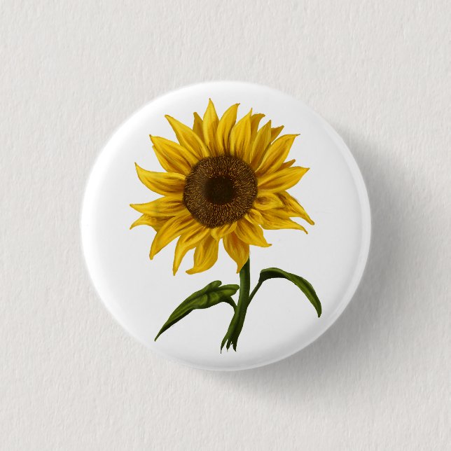 Badge Rond 2,50 Cm Sunflower Sunshine Floral Aquarelle Fleur (Devant)