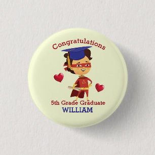 Badge Rond 2,50 Cm Super Boy Congrats 5e année