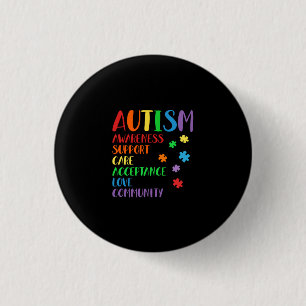 Badge Rond 2,50 Cm Support Acceptance Ally Autism