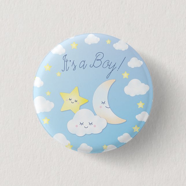 Badge Rond 2,50 Cm Sur la Lune et les étoiles (Devant)