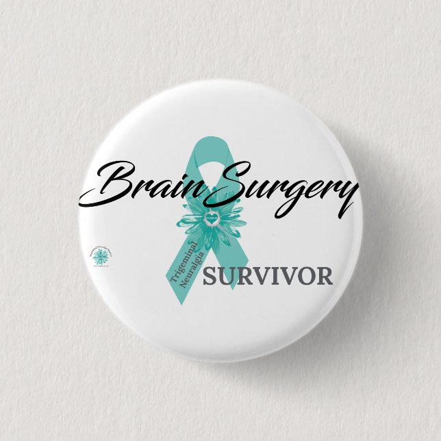 Badge Rond 2,50 Cm Survivant de la chirurgie cérébrale - Neuralgie tr (Devant)