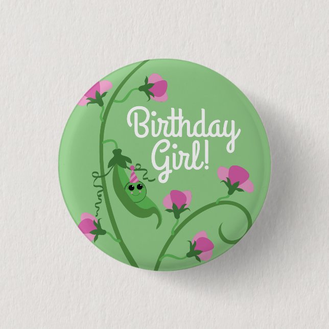 Badge Rond 2,50 Cm Sweet Pea Cute 1er Anniversaire (Devant)