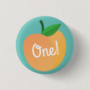 Badge Rond 2,50 Cm Sweet Peach Cute Fruit 1er Anniversaire Thème