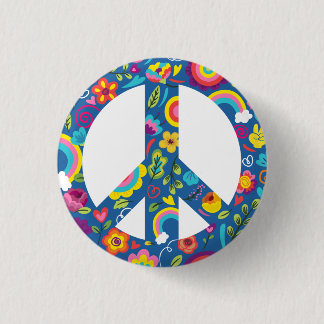 Badge Rond 2,50 Cm SYMBOLE DE LA PAIX DE HAUT-60S Boho
