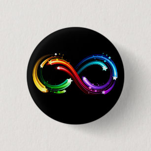 Badge Rond 2,50 Cm Symbole de l'infini des comètes arc-en-ciel