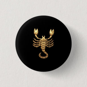 Badge Rond 2,50 Cm Symbole de scorpion or Tone Zodiac